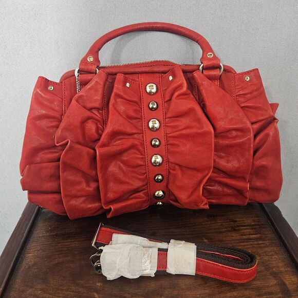 NWOT Roxbury Leather Bag Rosette Ruffle with Crossbody Strap Scatchel Loud - Picture 2 of 11